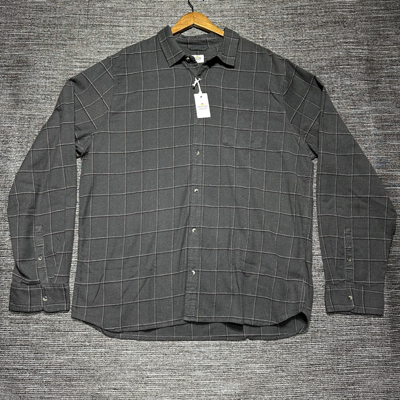 Marine Layer Flannel Button Up Shirt Men's 2XL Gray Windowpane Plaid Balboa - Picture 1 of 14